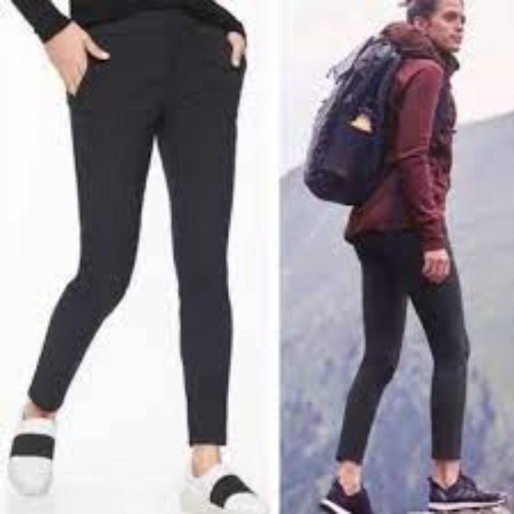 Athleta Wander Stash Skinny Pants Nylon Trousers Black Womens Size 12 (34x29)